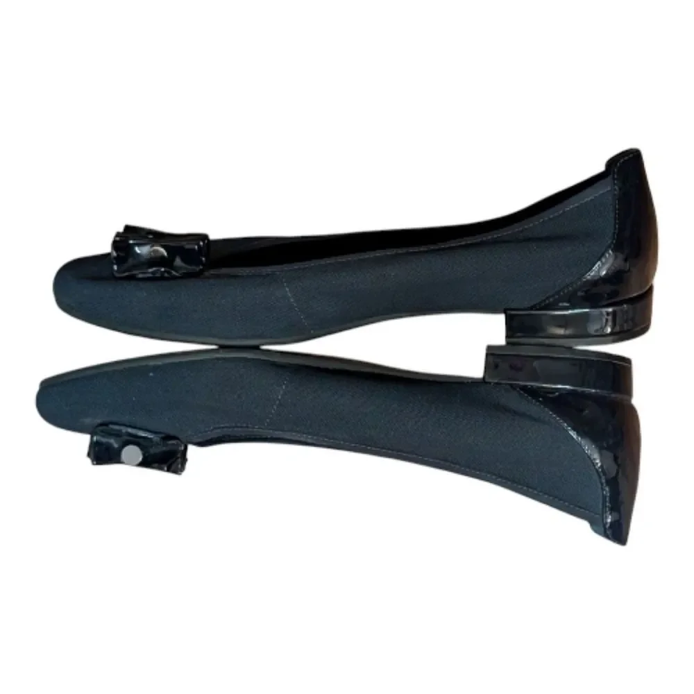 David Tate Black Knit Ballet Flats with Patent Ornament size 11W cushioned